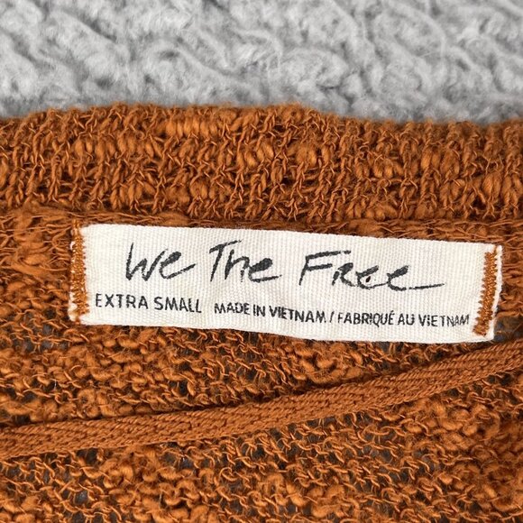 We the Free Womens Orange Ocean Air Hacci Pullover Top Sz XS - Picture 4 of 5